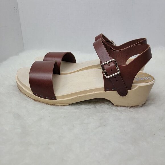 Sandgrens Clogs Vienna Low Sandal Cognac Brown Leather Size 8.5 US 39 EUR - Picture 3 of 10